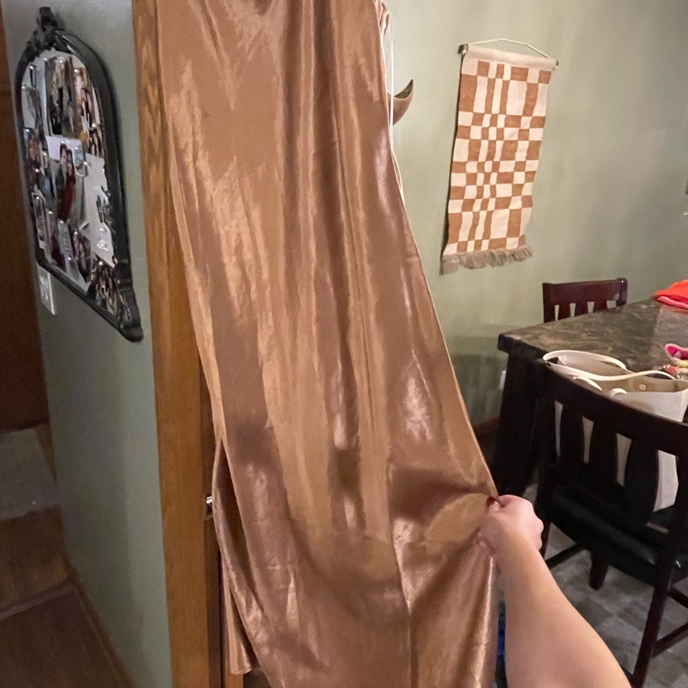 Double Zero Shimmering Brown Midi Dress